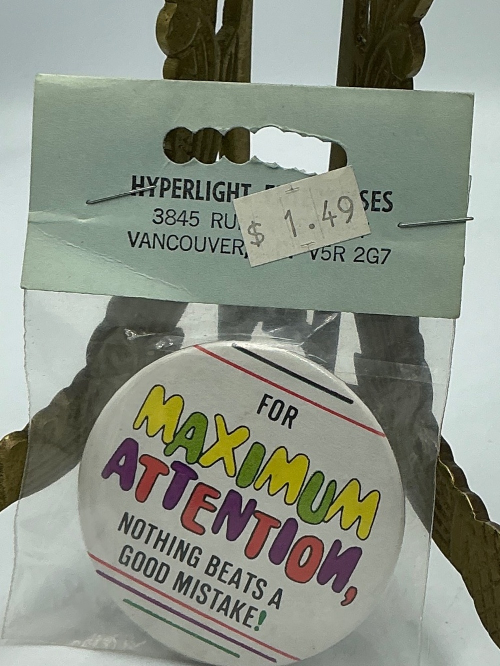 Vintage Magnet Button For Maximum Attention, Nothing Beats A Good Mistake